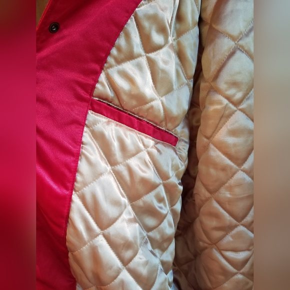 Football Jacket 49ers Starter Large Rare Snap Up Red Gold Winter Coat Shiny - Picture 9 of 15
